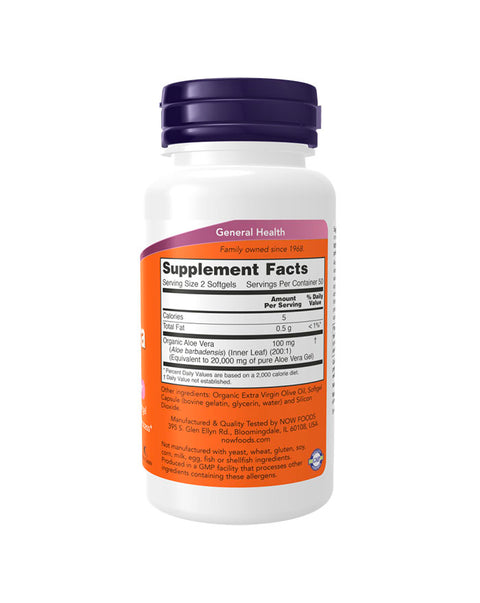 Aloe Vera Gels 10000mg - 100 Cápsulas - Now Foods