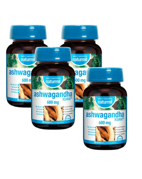 Ashwagandha KSM66 600mg - Pack 4x30 Comprimidos - Naturmil