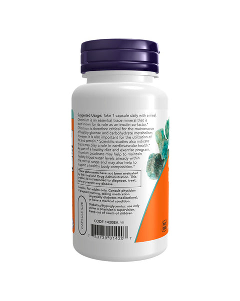 Chromium Picolinate 200mcg - 100 Capsules - Now Foods