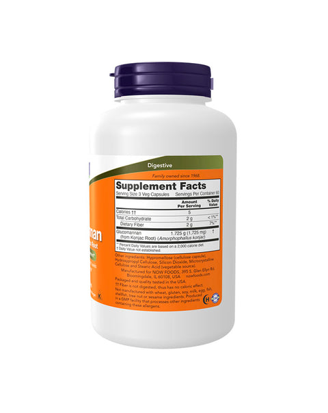 Glucomannan 575mg - 180 Cápsulas - Now Foods