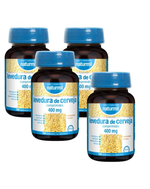 Levedura de Cerveja 400mg - Pack 4x180 Comprimidos - Naturmil