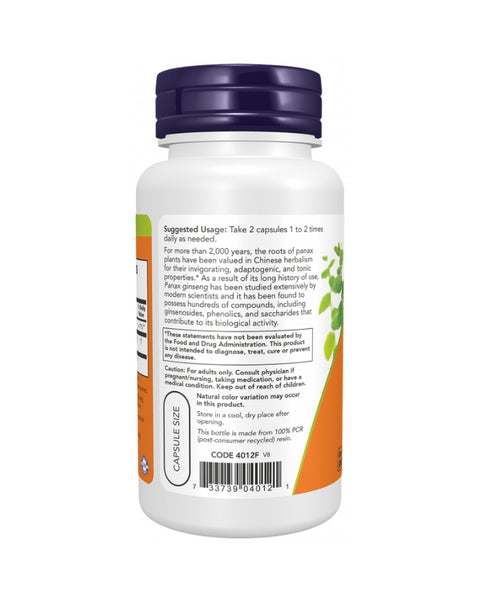 Panax Ginseng 500 mg - 100 Cápsulas - Now Foods