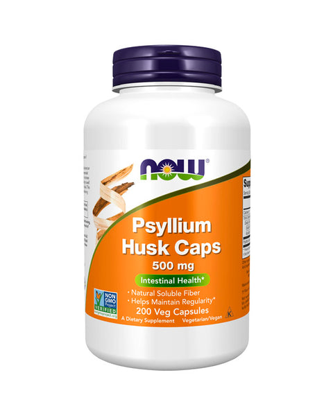 Cáscara de psyllium - 500 mg - 200 Cápsulas - Now Foods