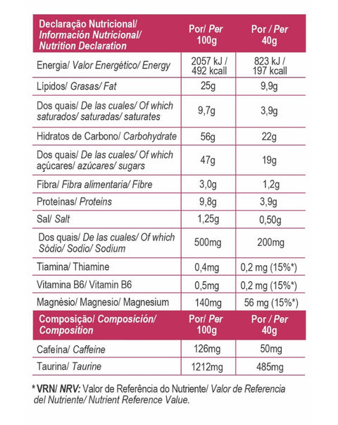 Total Energy Salt Bar Chocolate, Anacardos y Arándano - 40g - Gold Nutrition