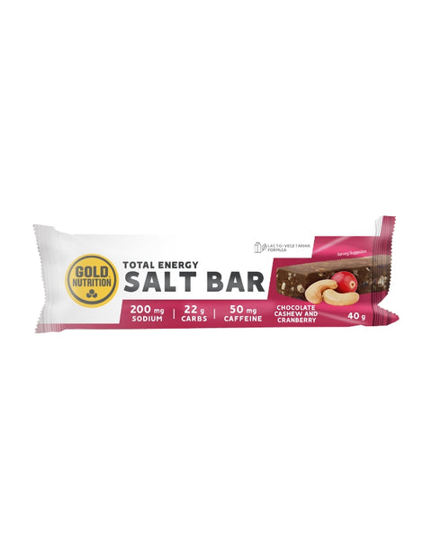 Barrita de Sal Total Energy Chocolate, Anacardos y Arándanos - Caja 15 unidades x 40g - Gold Nutrition