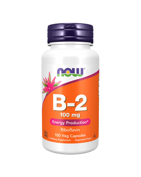 Vitamin B2 100mg - 100 Capsules - Now Foods