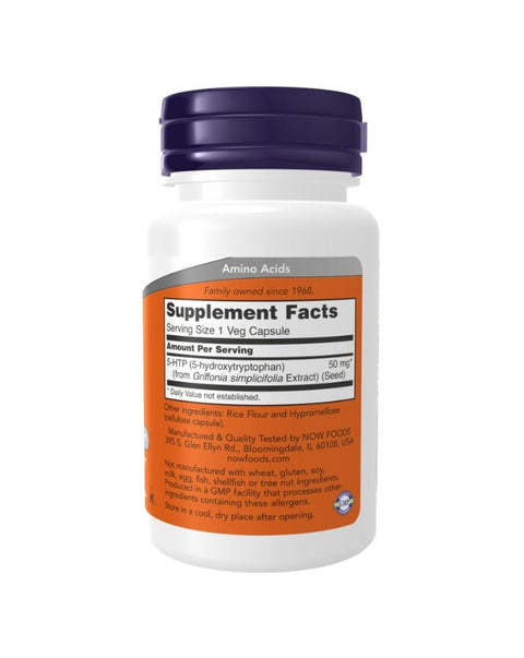 5 - HTP 50mg - 30 Cápsulas - Now Foods - naturvida.pt