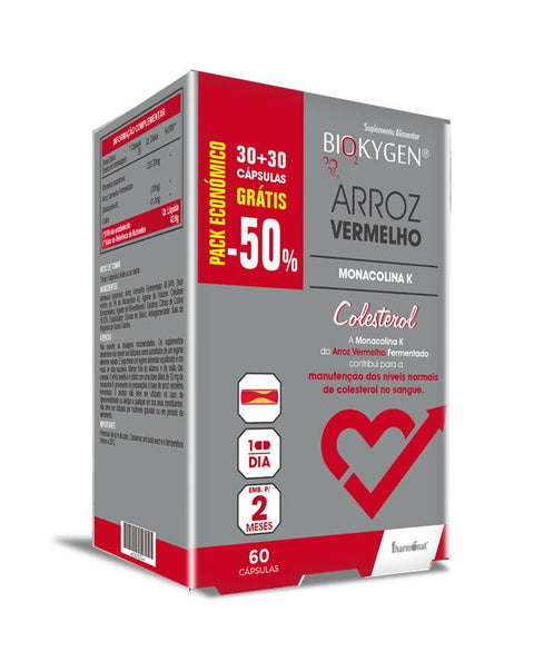 Arroz Vermelho - 60 Cápsulas - Biokygen Fharmonat - naturvida.pt