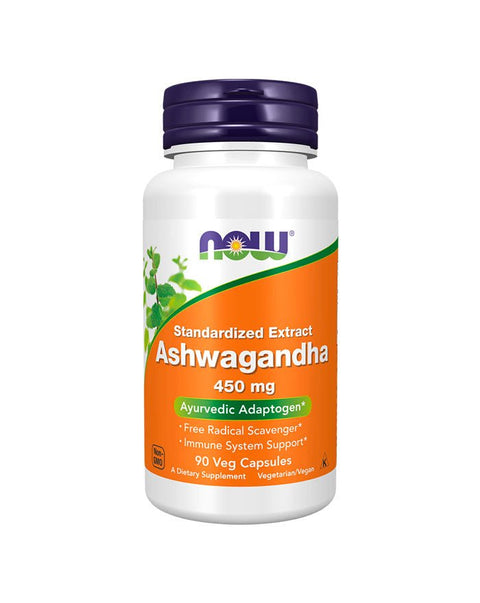 Ashwagandha 450mg frente - 90 Cápsulas - Now Foods - naturvida.pt