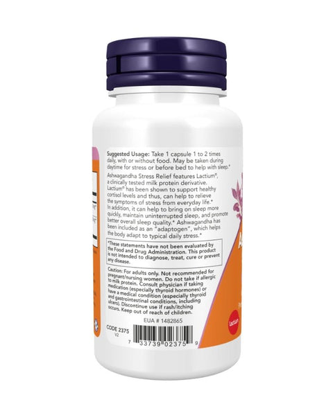 Ashwagandha Stress Relief - 60 Cápsulas - Now Foods - naturvida.pt