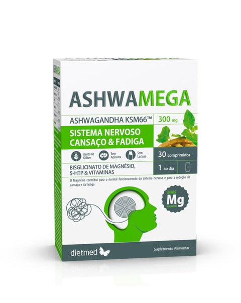 Ashwamega KSM66 - 30 Comprimidos - Dietmed - naturvida.pt