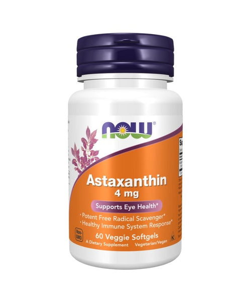 Astaxanthin 4mg frente - 60 Cápsulas - Now Foods - naturvida.pt