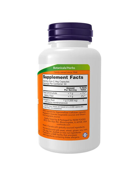 Astragalus 500mg - 100 Cápsulas - Now Foods - naturvida.pt