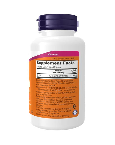 Biotina 10000mcg - 60 Cápsulas - Now Foods - naturvida.pt