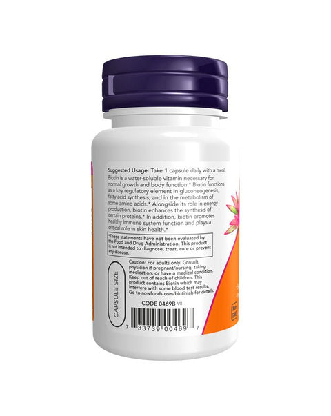 Biotina 1000mcg - 100 Cápsulas - Now Foods - naturvida.pt