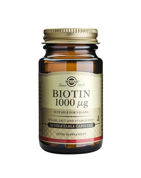 Biotina 1000µg - 50 Cápsulas - Solgar - naturvida.pt