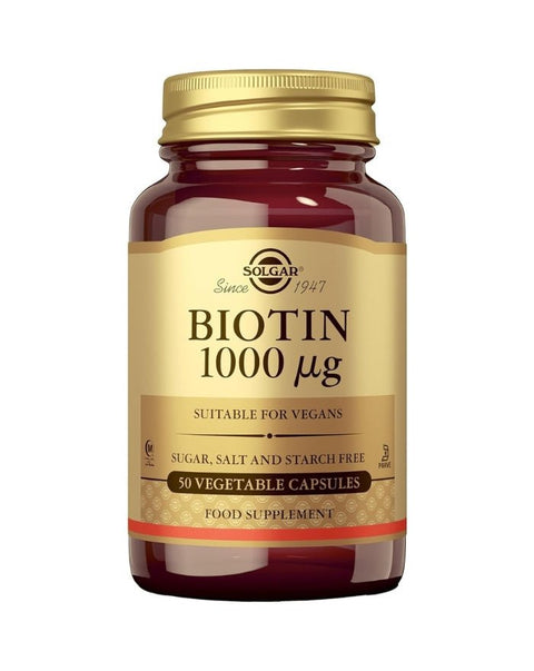 Biotina 1000µg - 50 Cápsulas - Solgar - naturvida.pt
