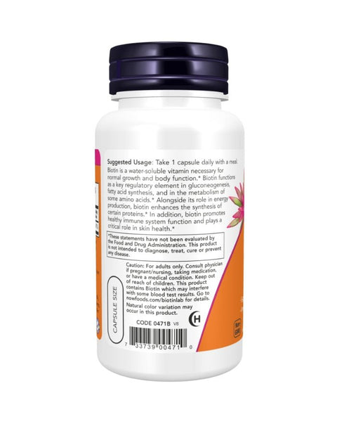 Biotina 5000mcg - 60 Cápsulas - Now Foods - naturvida.pt