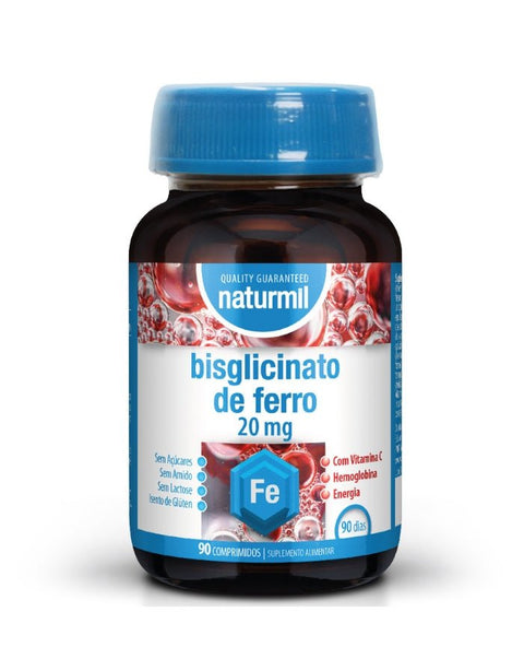 Bisglicinato de Ferro 20mg - 90 Comprimidos - Naturmil - naturvida.pt
