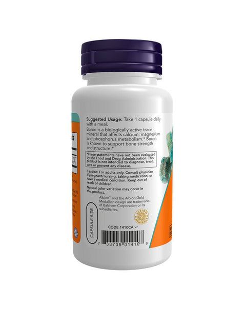 Boron 3mg lateral - 100 Cápsulas - Now Foods - naturvida.pt