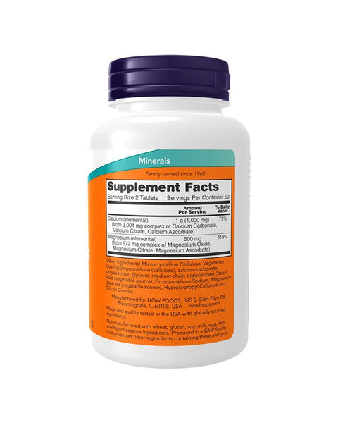 Calcium & Magnesium - 100 Comprimidos - Now Foods - naturvida.pt