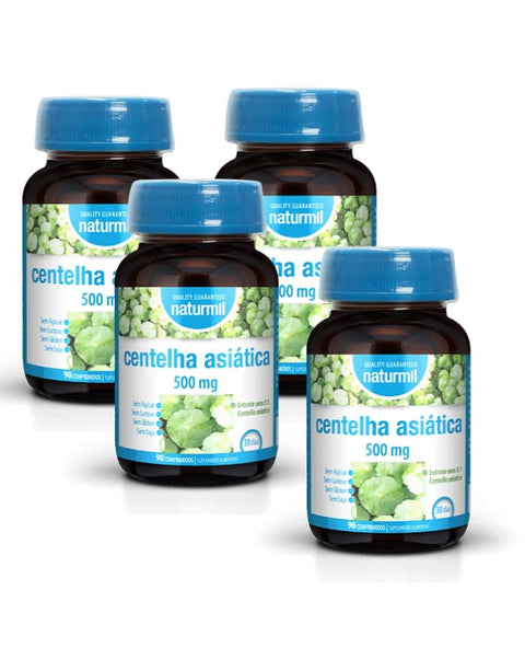 Centelha Asiática 500mg - Pack 4x90 Comprimidos - Naturmil - naturvida.pt