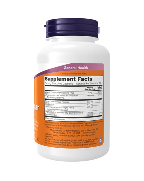 Cider Vinegar - 180 Cápsulas - Now Foods