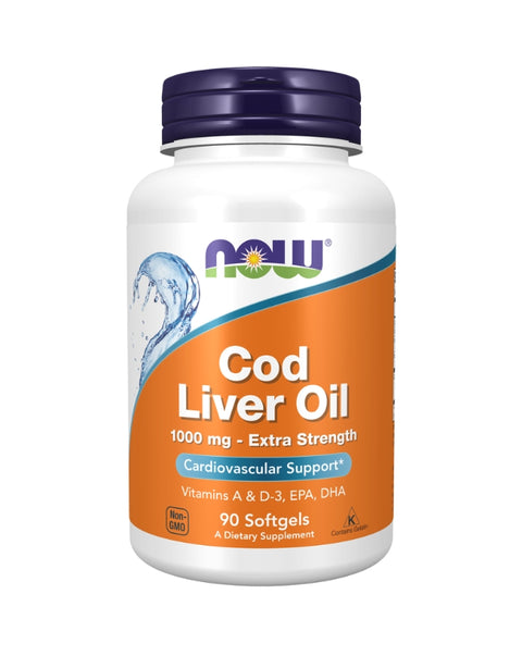 Cod Liver Oil Extra Strength 1000mg - 90 Cápsulas - Now Foods