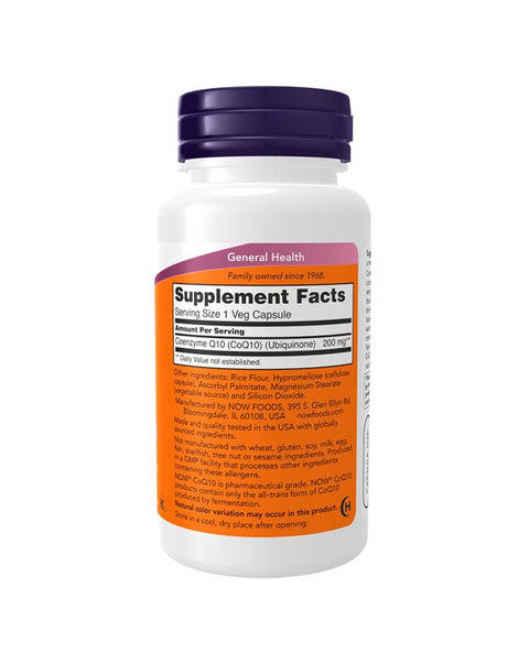 CoQ10 200mg - 60 Cápsulas - Now Foods - naturvida.pt