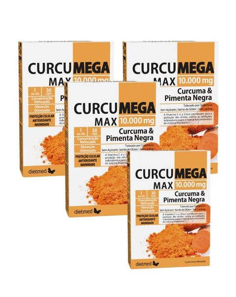 Curcumega Max 10000mg - Pack 4x30 Cápsulas - Dietmed
