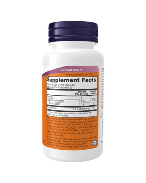 D-Manose 500mg - 120 Cápsulas - Now Foods - naturvida.pt