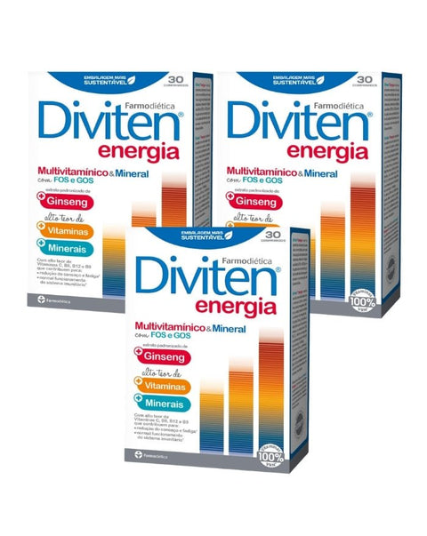 Diviten Energia - Pack 3x30 Comprimidos - Farmodiética - naturvida.pt