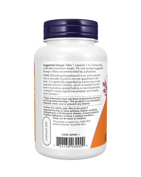DMAE 250mg - 100 Cápsulas - Now Foods - naturvida.pt