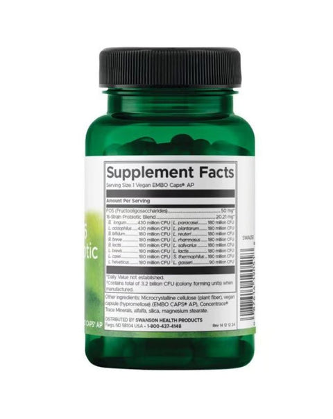 Dr. Stephen Langer's Ultimate 16 Strain Probiotic with FOS 3.2 Billion CFU - 60 Cápsulas - Swanson - naturvida.pt