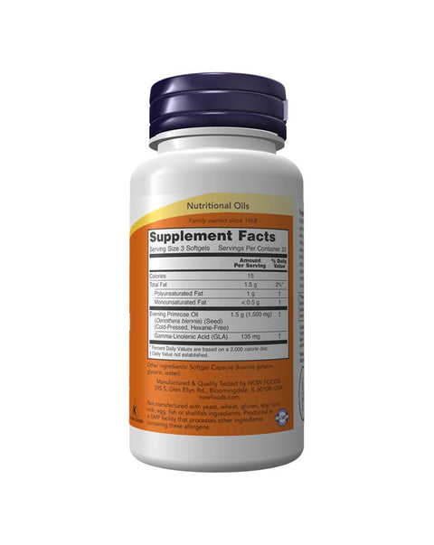 Evening Primrose Oil 500mg - 100 Cápsulas - Now Foods - naturvida.pt