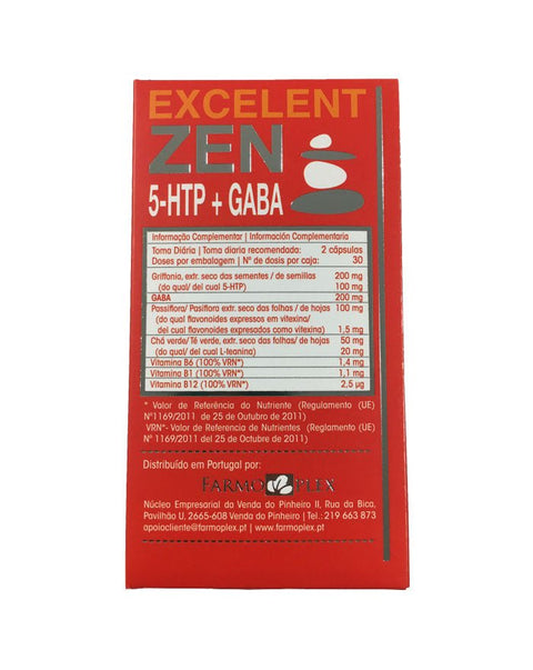 Excelent Zen 5 - HTP + Gaba - 60 Cápsulas - Farmoplex - naturvida.pt