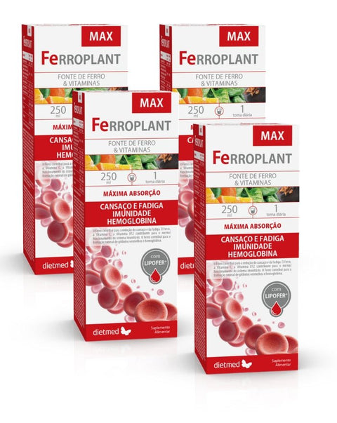 Ferroplant Max - Pack 4x250 ml - Dietmed - naturvida.pt