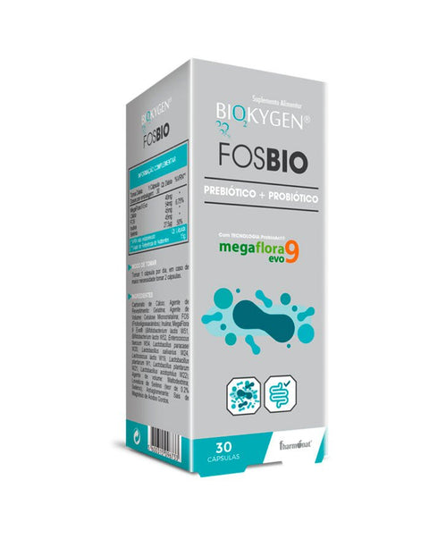 Fosbio Prebiótico + Probiótico – 30 Cápsulas – Biokygen Fharmonat - naturvida.pt