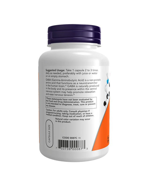 Gaba 500mg c/ Vitamina B6 - 100 Cápsulas - Now Foods - naturvida.pt