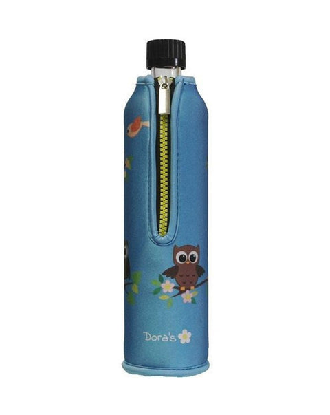 Garrafa de Vidro c/ Capa Neoprene Coruja - 500ml - naturvida.pt