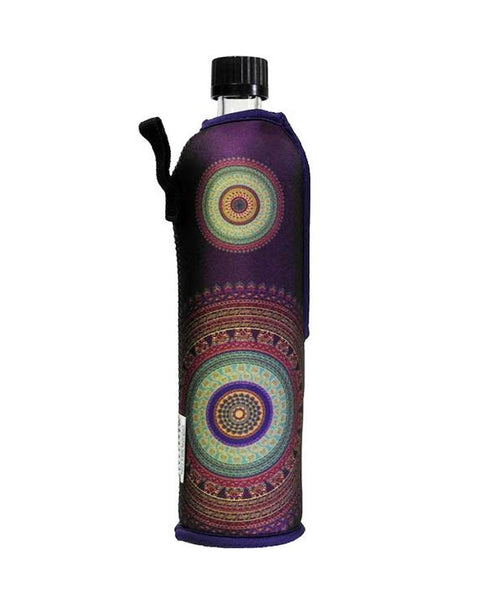 Garrafa de Vidro C/ Capa Neoprene Mandala - 500ml - naturvida.pt