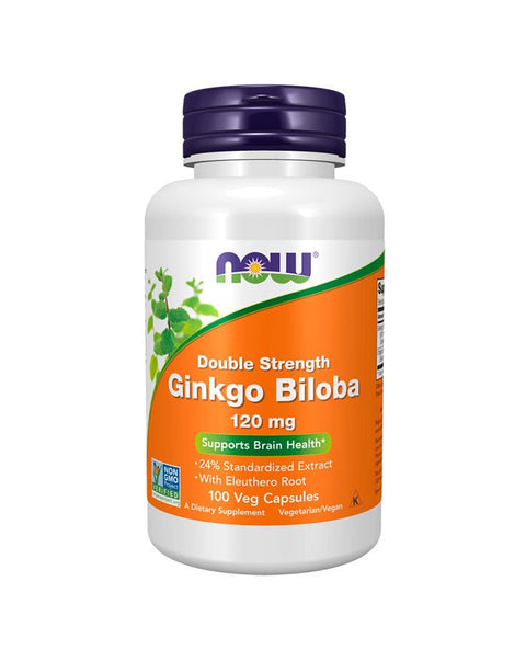 Ginkgo Biloba Double Strenght 120mg - 100 Cápsulas - Now Foods - naturvida.pt