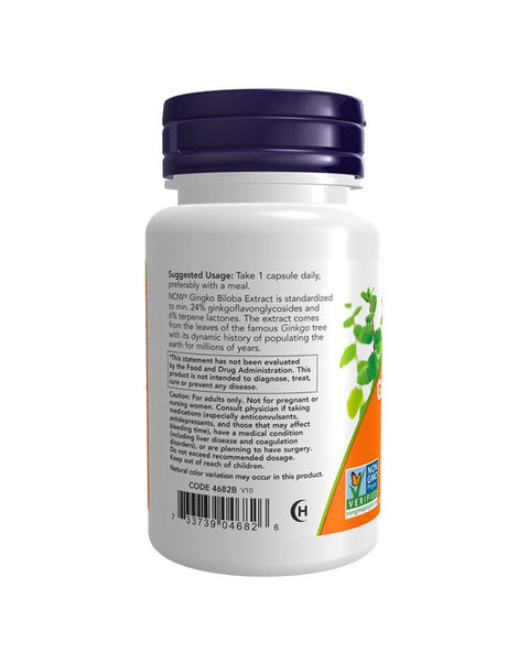 Ginkgo Biloba Double Strenght 120mg - 100 Cápsulas - Now Foods - naturvida.pt
