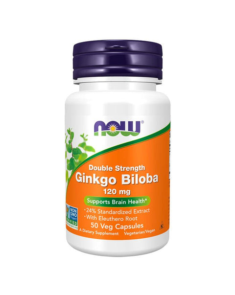 Ginkgo Biloba Double Strenght 120mg - 50 Cápsulas - Now Foods - naturvida.pt