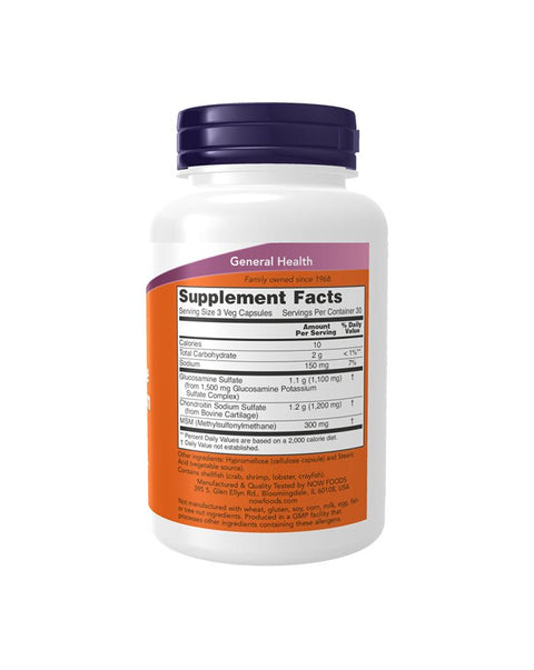 Glucosamina, Condroitina e MSM - 90 Cápsulas - Now Foods - naturvida.pt