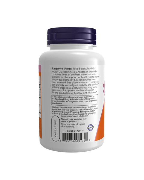 Glucosamina, Condroitina e MSM - 90 Cápsulas - Now Foods - naturvida.pt
