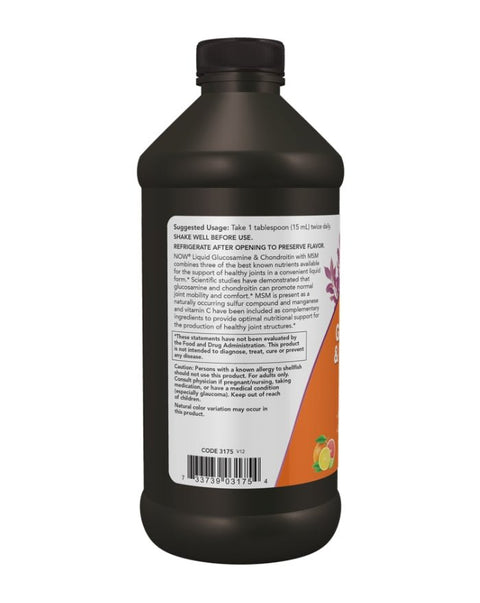 Glucosamina & Condroitina Líquida com MSM - 473ml - Now Foods - naturvida.pt