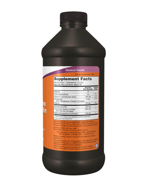 Glucosamina & Condroitina Líquida com MSM - 473ml - Now Foods