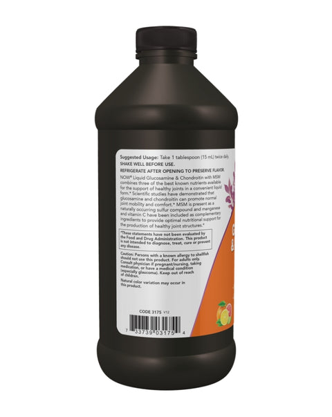 Glucosamina & Condroitina Líquida com MSM - 473ml - Now Foods