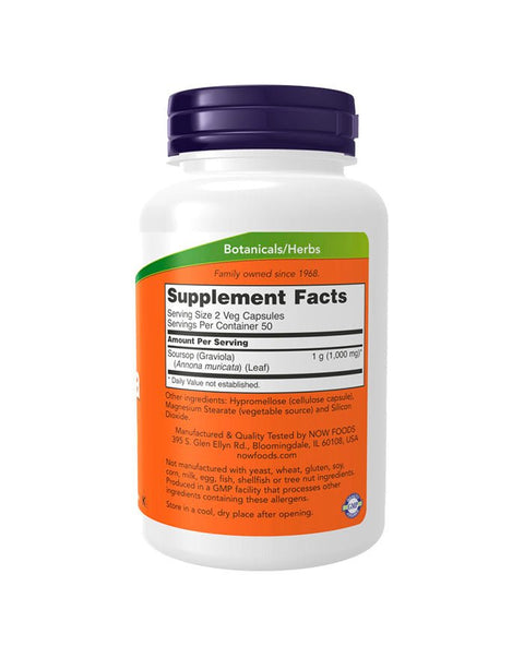 Graviola 500mg - 100 Cápsulas - Now Foods - naturvida.pt